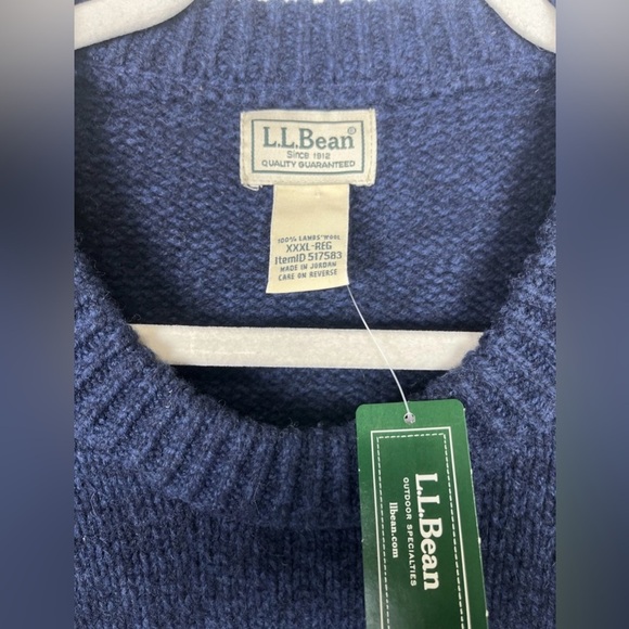 L.L. Bean NWT Blue Knit Logo Classic Ragg Lambs Wool Crew Sweater Mens Size 3XL - Picture 2 of 5